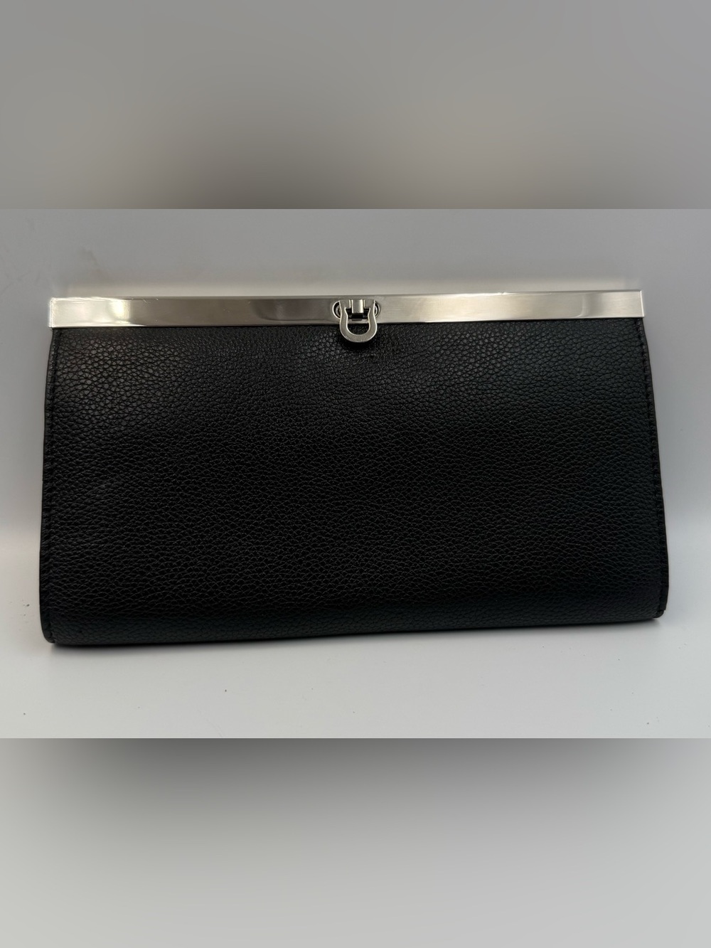 Buxton Black Faux Leather Frame Clutch Wallet